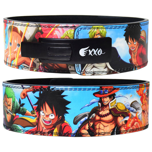 Anime Lever Gym Belt - 10MM Heavy Duty Luffy one piece Themed Weightlifting Gym Belt for Squats, Deadlifts, Back Support During Heavy Lifting (Basic Buckle)