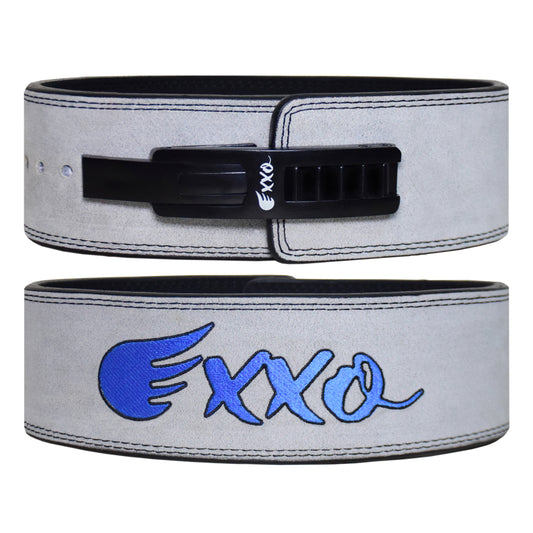 Exxo Weightlifting Lever Belt Made of Genuine Cow Leather 10mm Thick Heavy duty Belt with Outside Teeth Buckle for Men & Women Lower Back Support for Gym Workouts Deadlifts Squats Powerlifting (Black (Gray))