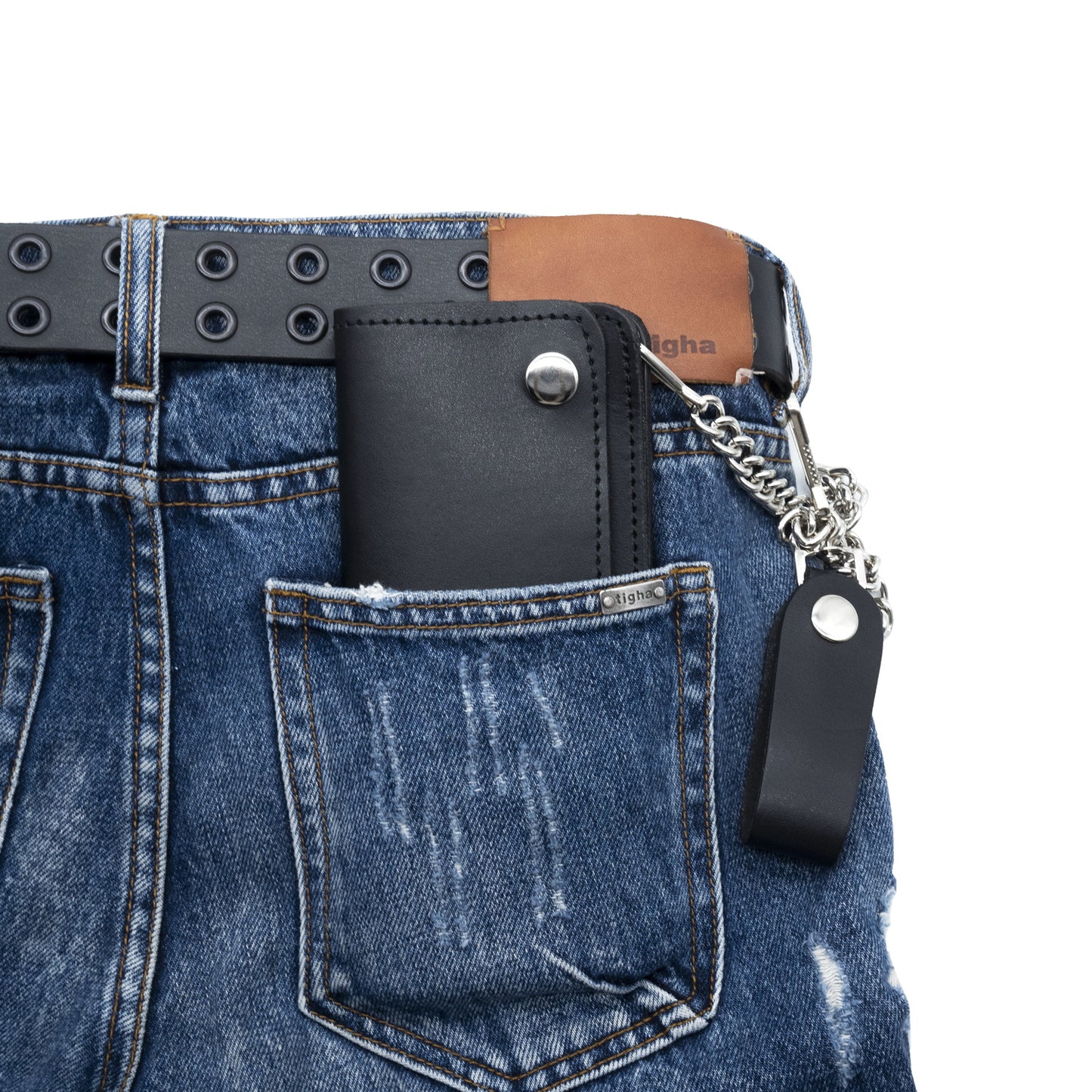 Set of 3 – 2 Wallets + 1 Genuine Leather Belt – Biker Gift Set