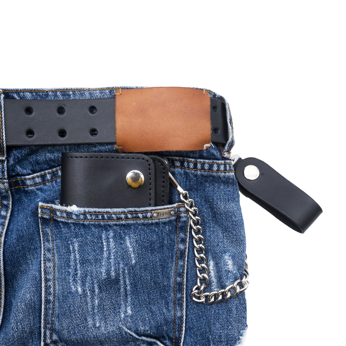 Set of 3 – 2 Wallets + 1 Genuine Leather Belt – Biker Gift Set