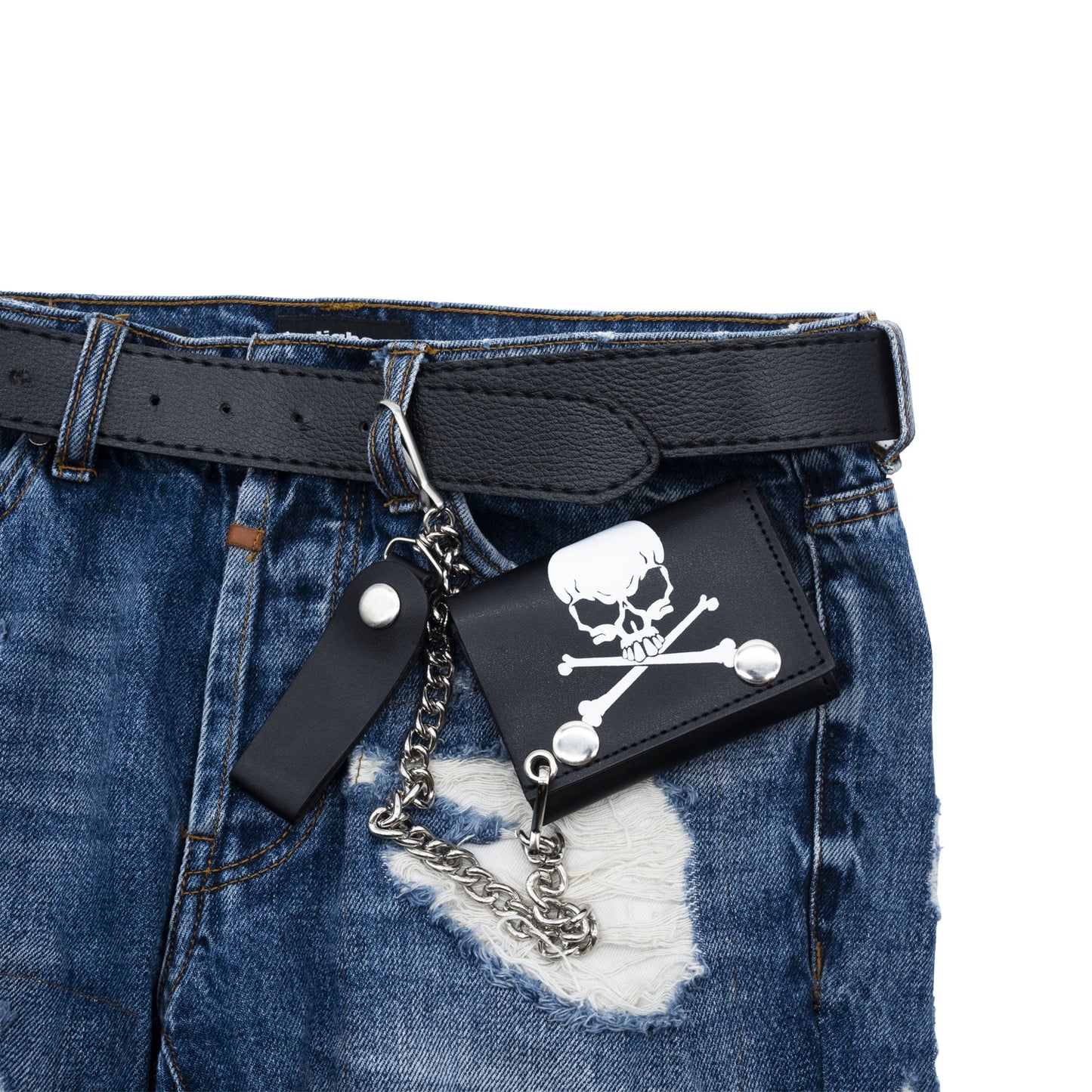 Set of 3 – 2 Wallets + 1 Genuine Leather Belt – Biker Gift Set