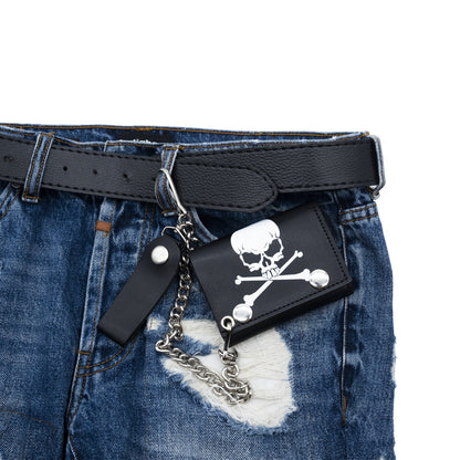 Set of 3 – 2 Wallets + 1 Genuine Leather Belt – Biker Gift Set