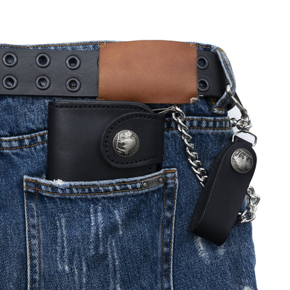 Set of 3 – 2 Wallets + 1 Genuine Leather Belt – Biker Gift Set