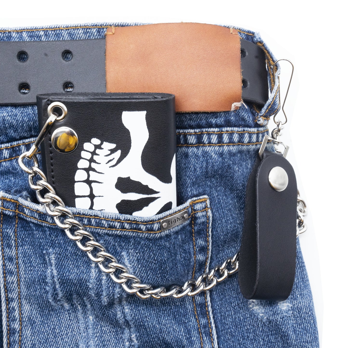 Set of 3 – 2 Wallets + 1 Genuine Leather Belt – Biker Gift Set