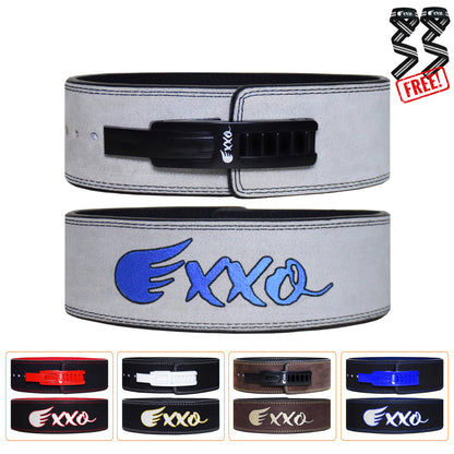 Exxo Weightlifting Lever Belt Made of Genuine Cow Leather 10mm Thick Heavy duty Belt for Men & Women Lower Back Support for Gym Workouts Deadlifts Squats Powerlifting