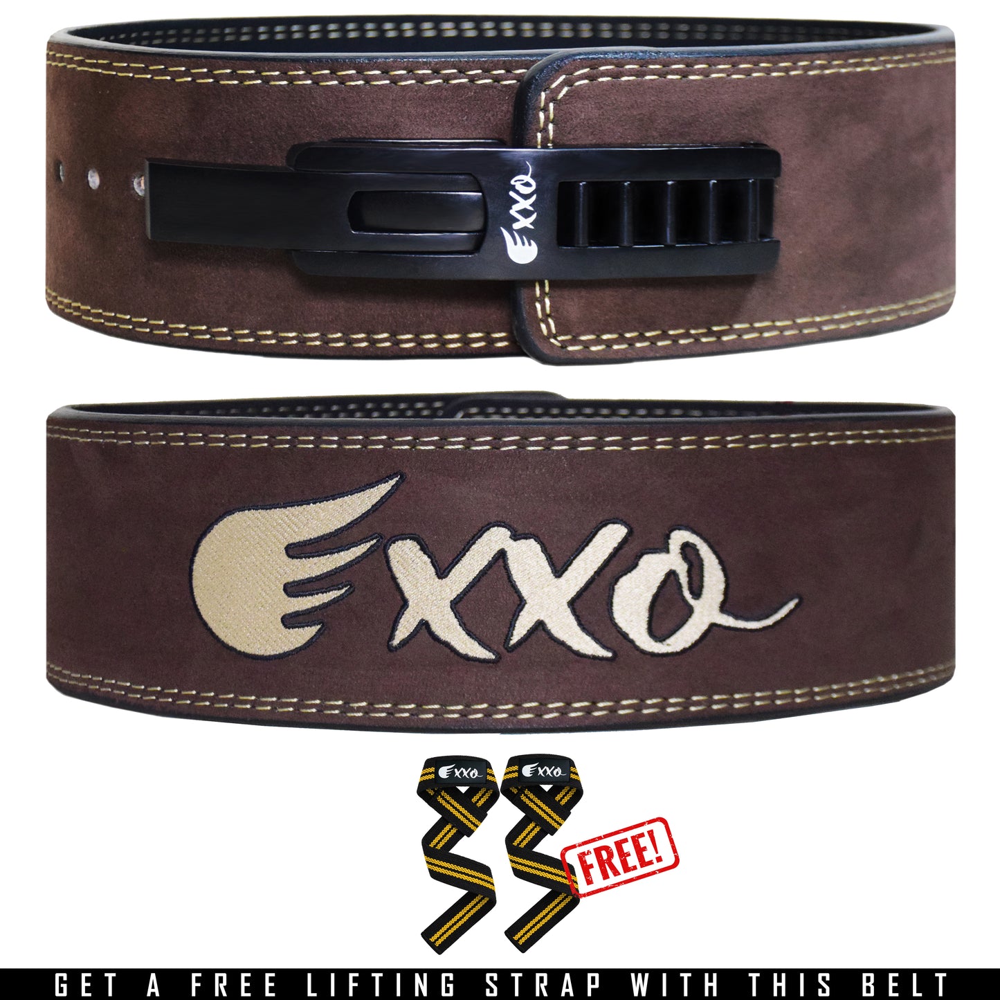 Exxo Weightlifting Lever Belt Made of Genuine Cow Leather 10mm Thick Heavy duty Belt for Men & Women Lower Back Support for Gym Workouts Deadlifts Squats Powerlifting